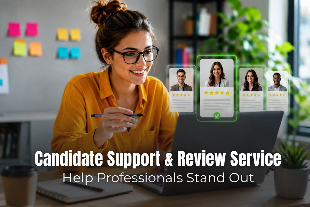Recruiter reviewing candidate profile during interview