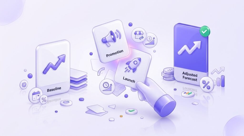 Adjusting eCommerce inventory forecasts for promotions and product launches